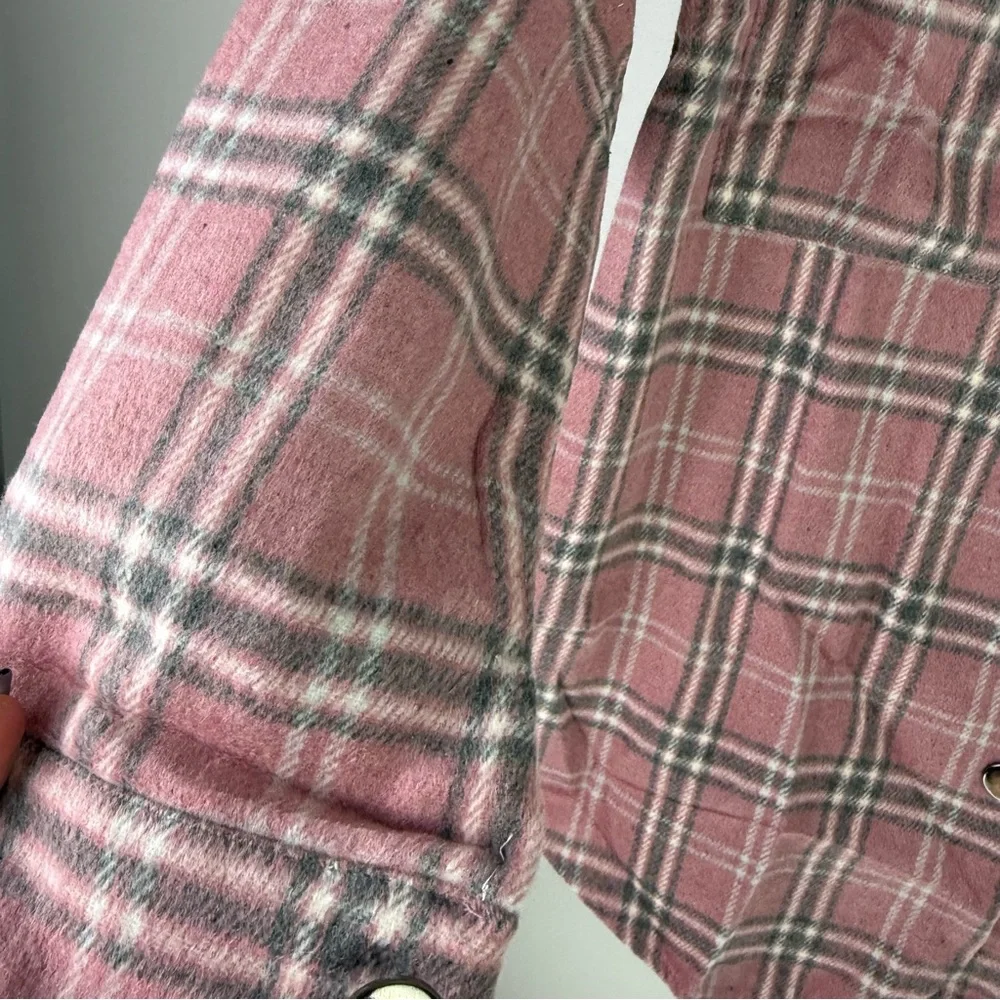 Yakita Womens Plaid Flannel Shirt Jacket Pink Button Down NWT Small - Picture 9 of 11